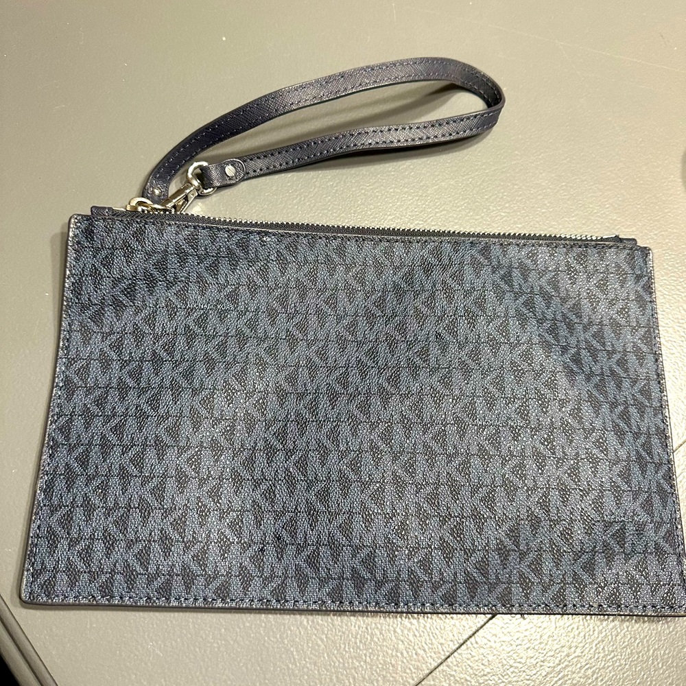 Michael Kors Navy MK Logo Wristlet Clutch with Strap